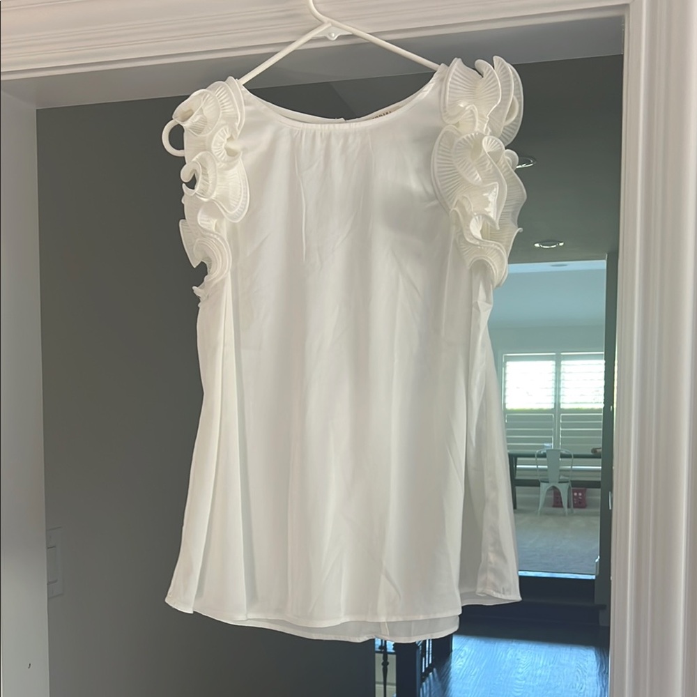 Elegant White Ruffle Sleeve Top
